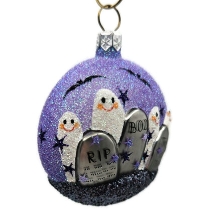 Patricia Breen Mount Auburn Medallion Graveyard Ghost Purple Halloween Ornament