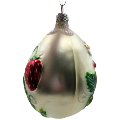 Patricia Breen Strawberry Egg Matte Pearl Easter Spring Christmas Tree Ornament