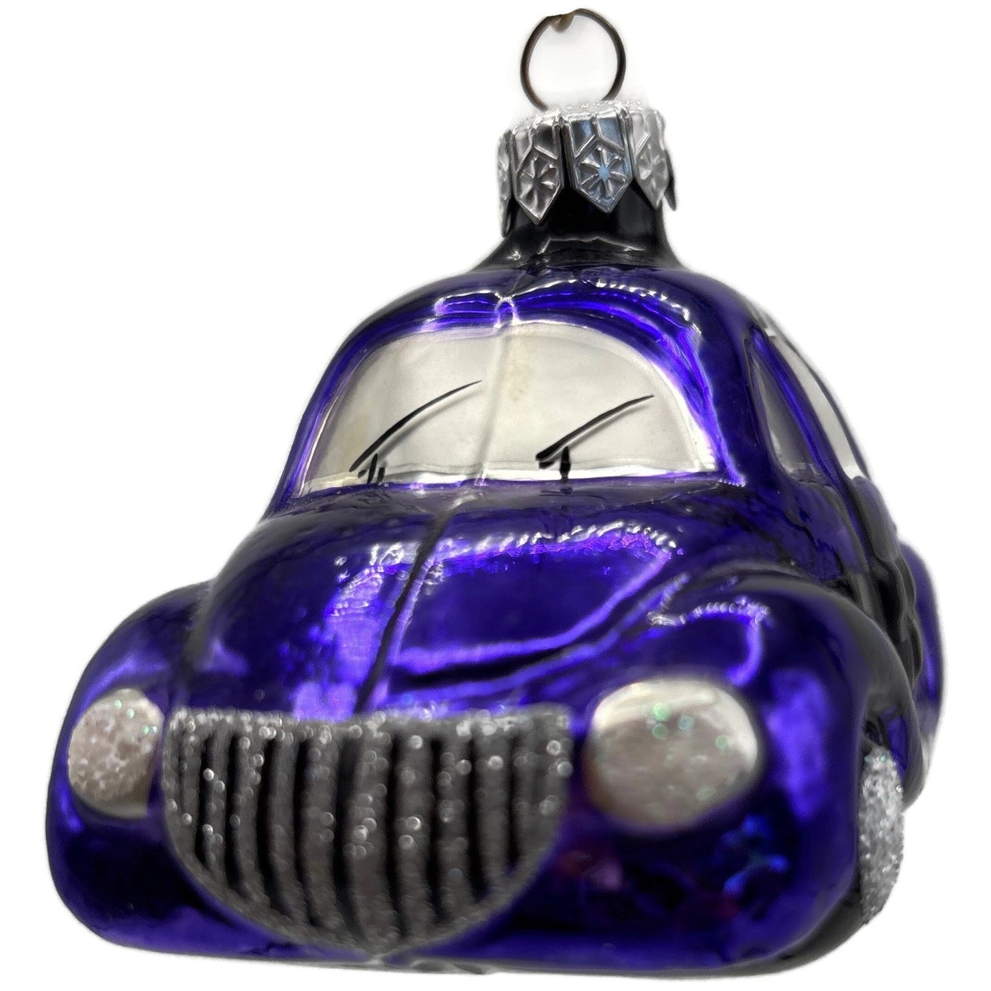 Patricia Breen Little Yellow Taxi Purple Checkered Car Christmas Tree Ornament