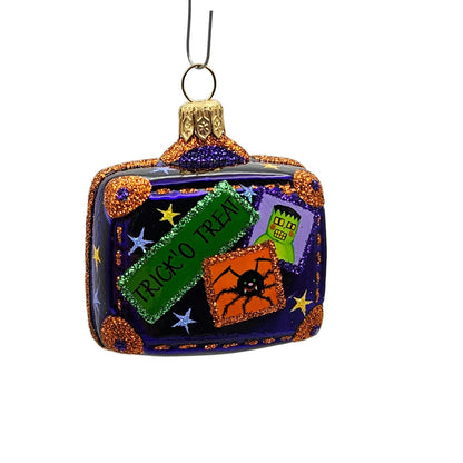 Patricia Breen Miniature Valise Halloween Purple Bats Christmas Tree Ornament
