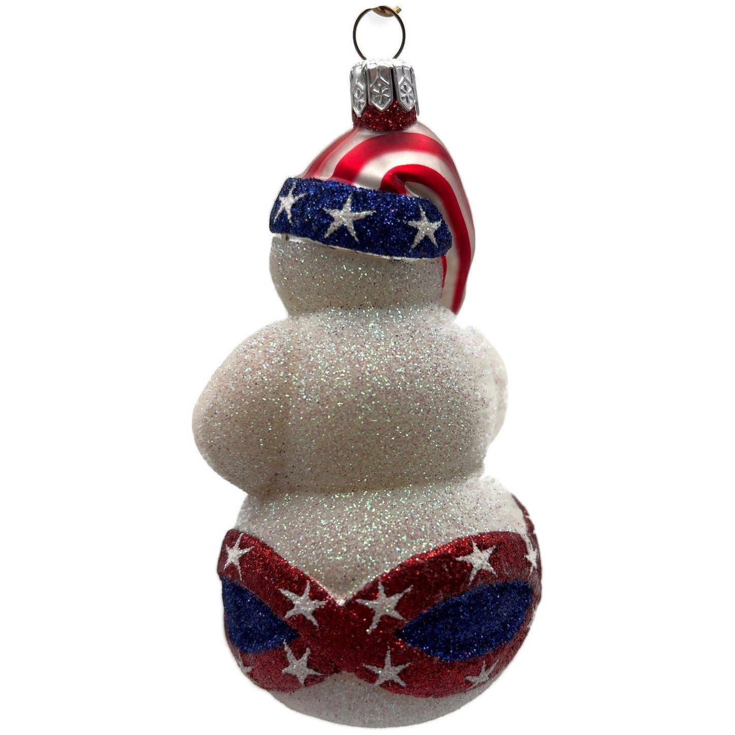 Patricia Breen Faberge Snowman Patriotic Striped Hat Stars Christmas Ornament NM