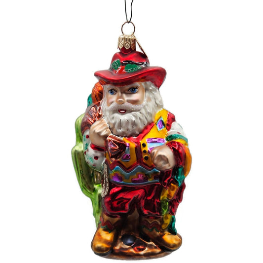 Christopher Radko Cow Boy Santa Claus Cactus Gifts Christmas Ornament 00-QVC-2