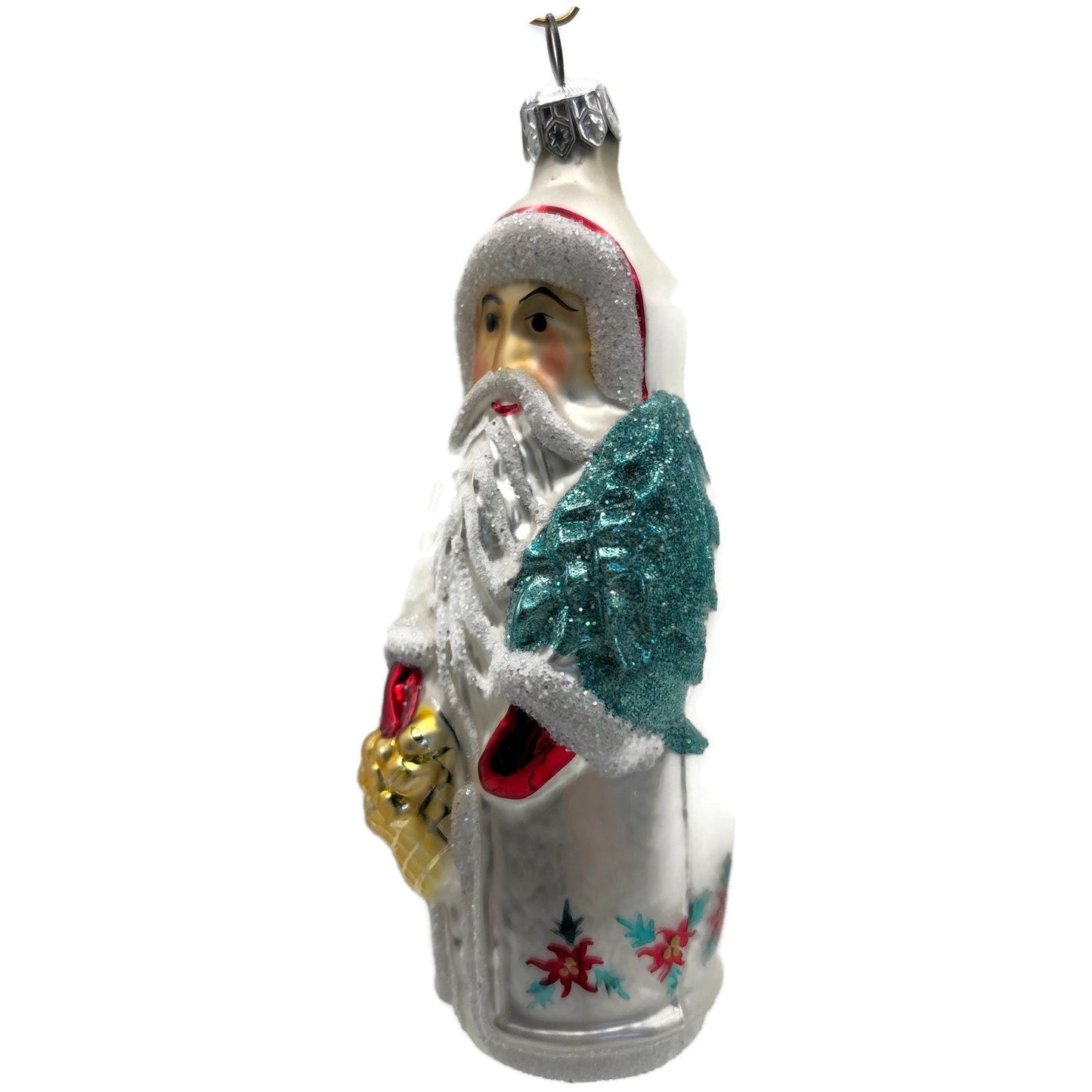 Christopher Radko Poinsettia Santa Russian Christmas Ornament Signed 91-038-1