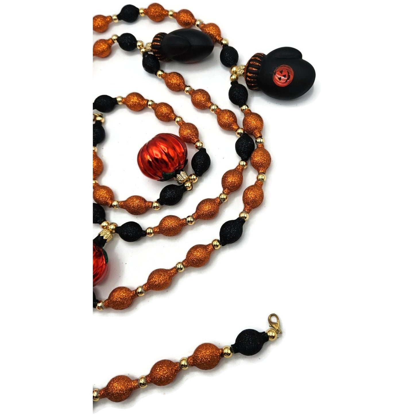 Patricia Breen Halloween Garland Pumpkins Mittens Glass Glitter OOAK 2000CO