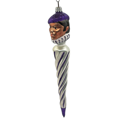 Patricia Breen French Twist Pearl Purple Stripe Glittered Tip Christmas Ornament