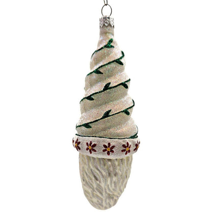 Patricia Breen Goslar Santa Pearl Green Red Glittered Christmas Decor Ornament