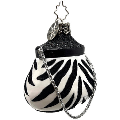 Christopher Radko Viva La Mode Zebra Purse Handbag Christmas Ornament 1012039