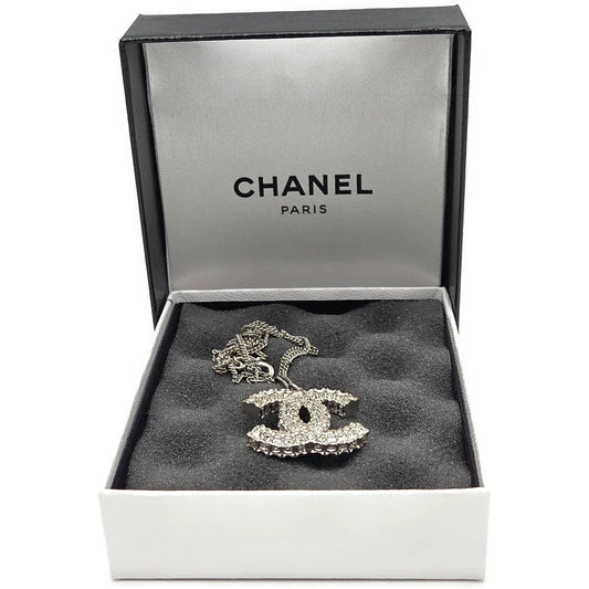 Chanel Crystal CC Logo Pendant Necklace Chanel France Vintage Fashion Jewelry
