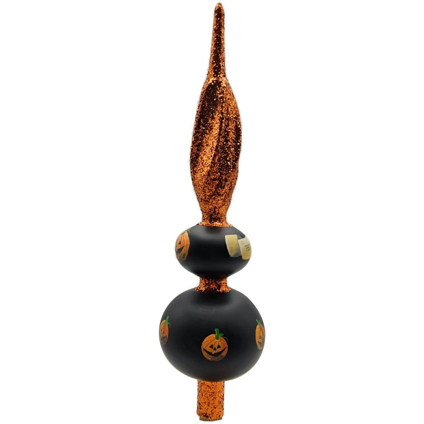 Patricia Breen Miniature Halloween Finial Black Orange Jack-o-Lantern Topper