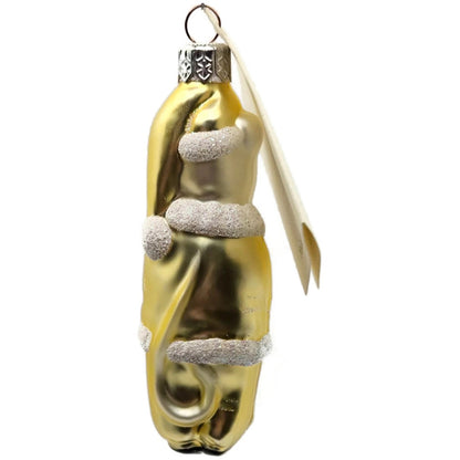 Patricia Breen Festive Mouse Yellow Hand Blown Glass Christmas Tree Ornament