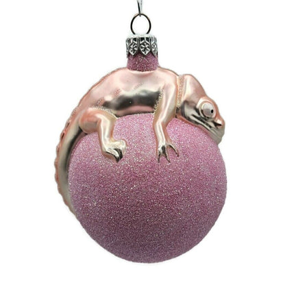 Patricia Breen Chameleon Pink Orb Glittered Christmas Holiday Tree Ornament