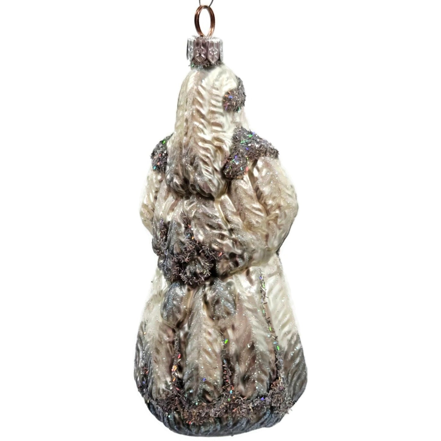 Patricia Breen Plumed Santa Claus Platinum Peacock Christmas Tree Ornament