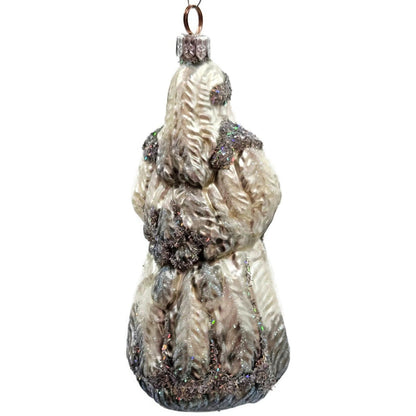 Patricia Breen Plumed Santa Claus Platinum Peacock Christmas Tree Ornament
