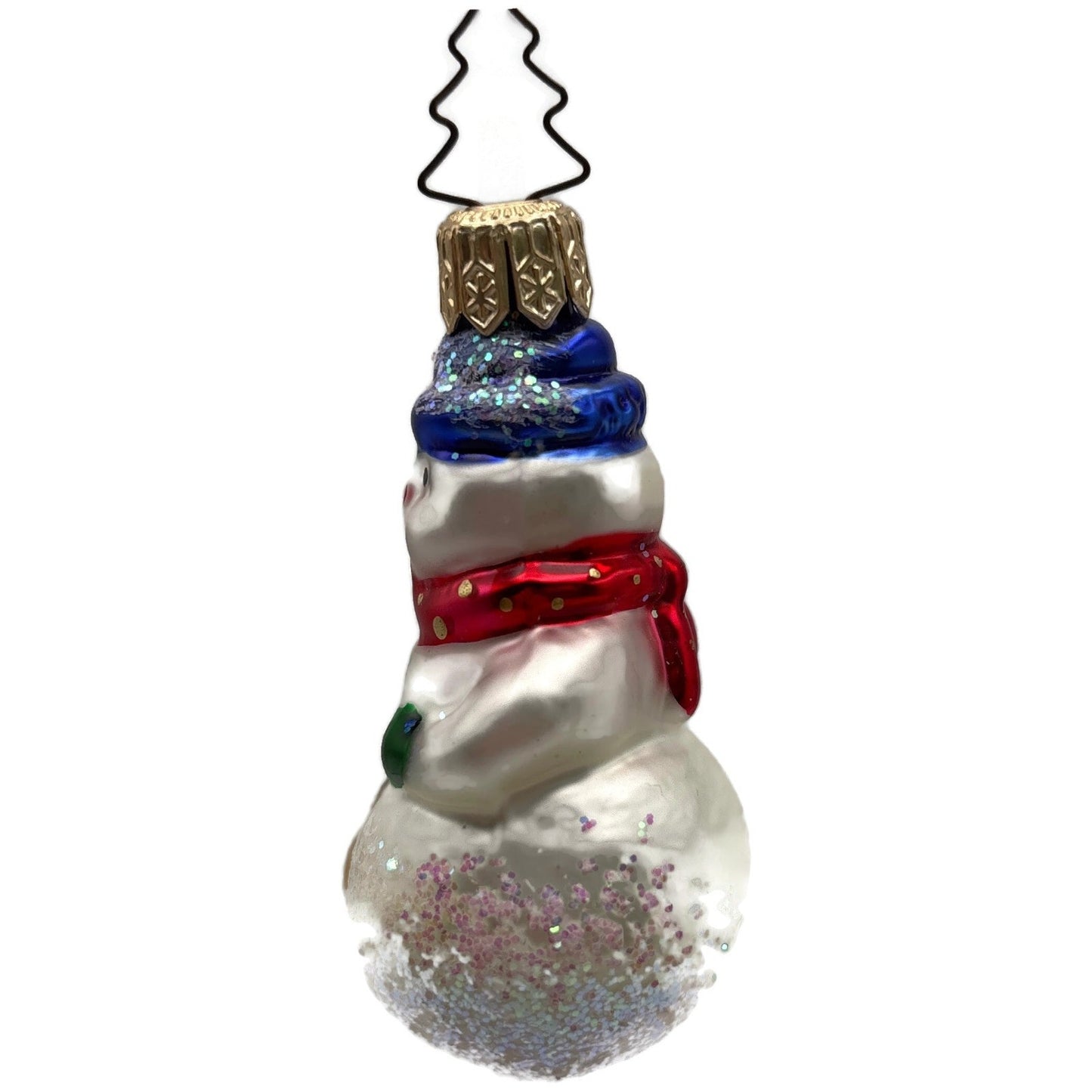 Snowman Red Scarf Polka Dot Green Gloves Christmas Tree Ornament