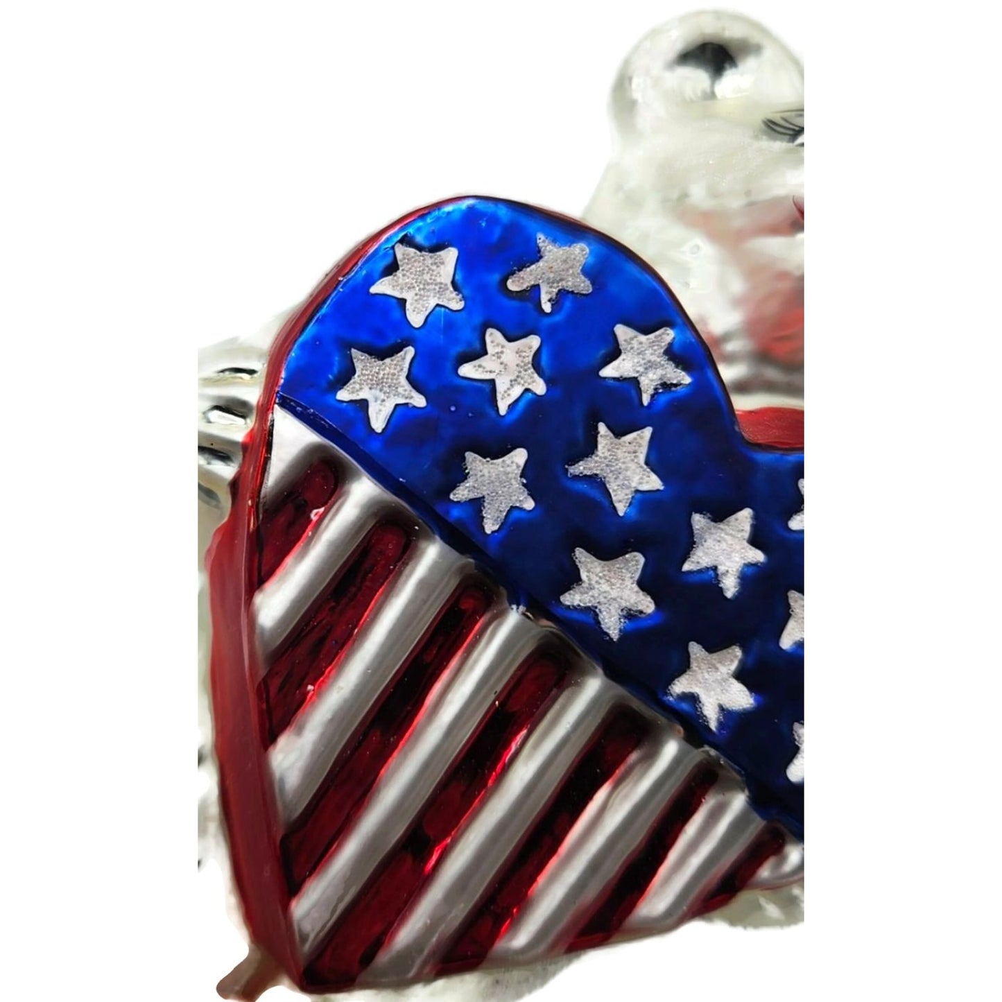 Christopher Radko Liberty Bear Patriotic Heart USA Christmas Ornament 98-205-0