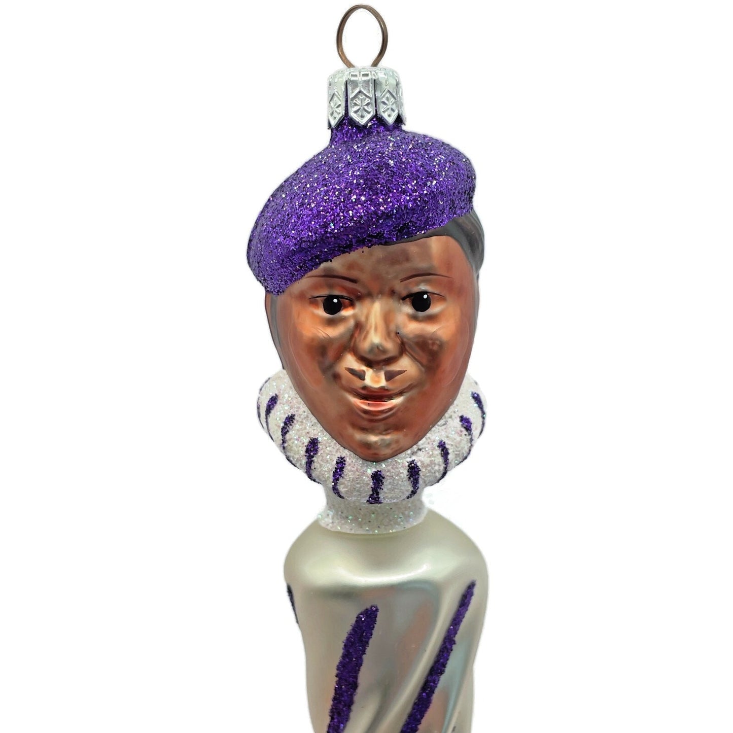Patricia Breen French Twist Pearl Purple Stripe Glittered Tip Christmas Ornament