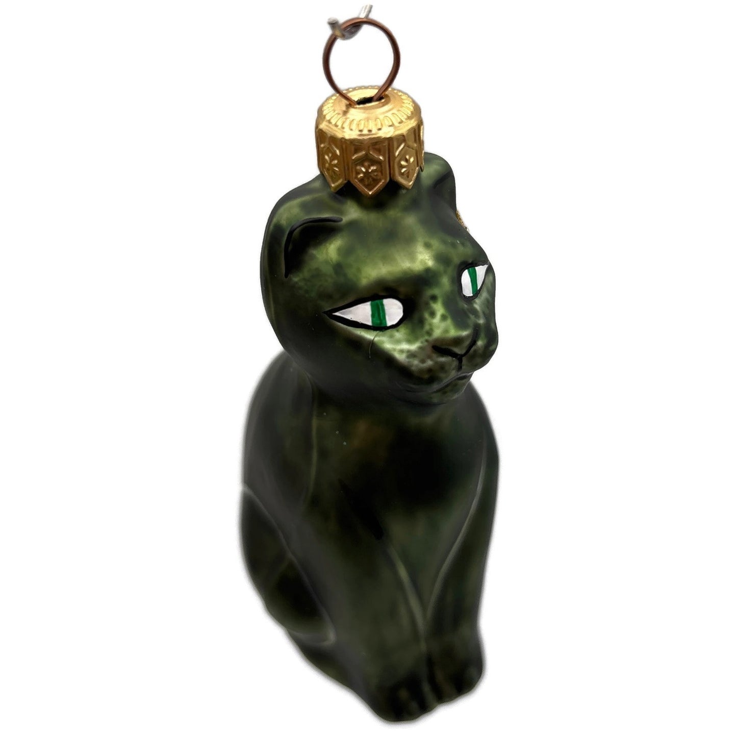 Patricia Breen Egyptian Cat Or Pharaoh's Cat Matte Green Christmas Tree Ornament