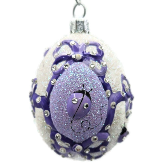 Patricia Breen Beribboned Egg Ladybugs Violet Easter Egg Purple Tree Ornament