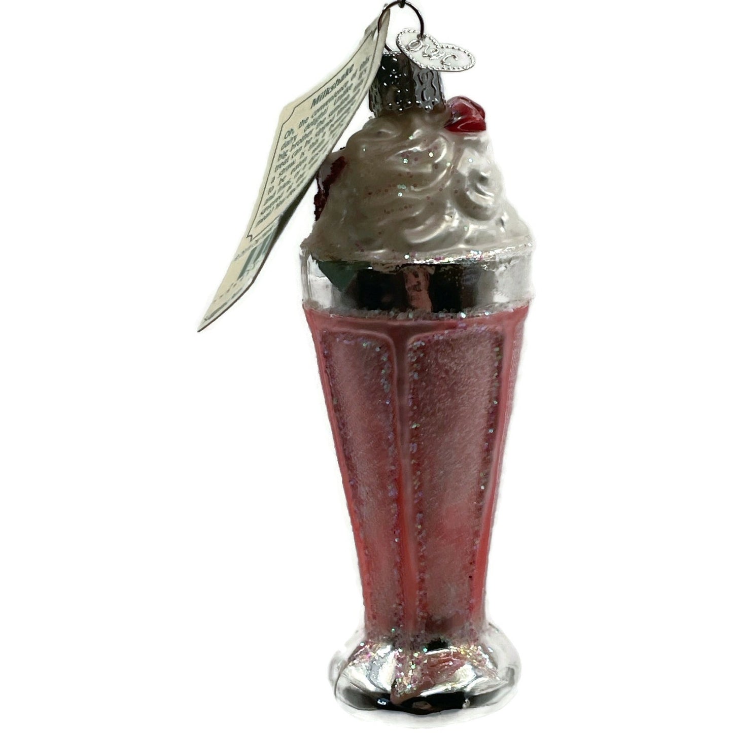Milkshake Ice Cream Drink Pink Ornament Blown Glass OWC Old World Christmas Tree