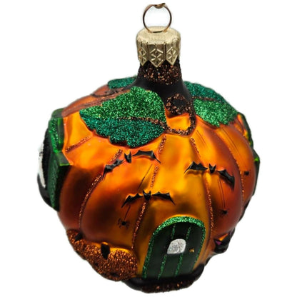 Patricia Breen Pumpkin Cottage Orange Bats Matte Halloween Ornament Signed