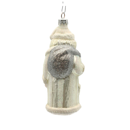 Patricia Breen Striped Santa Pearl Silver Bag Glittered Hat Christmas Ornament