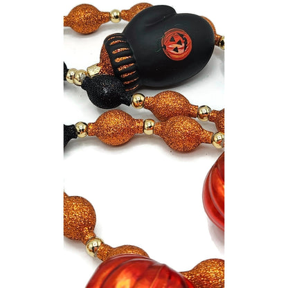 Patricia Breen Halloween Garland Pumpkins Mittens Glass Glitter OOAK 2000CO