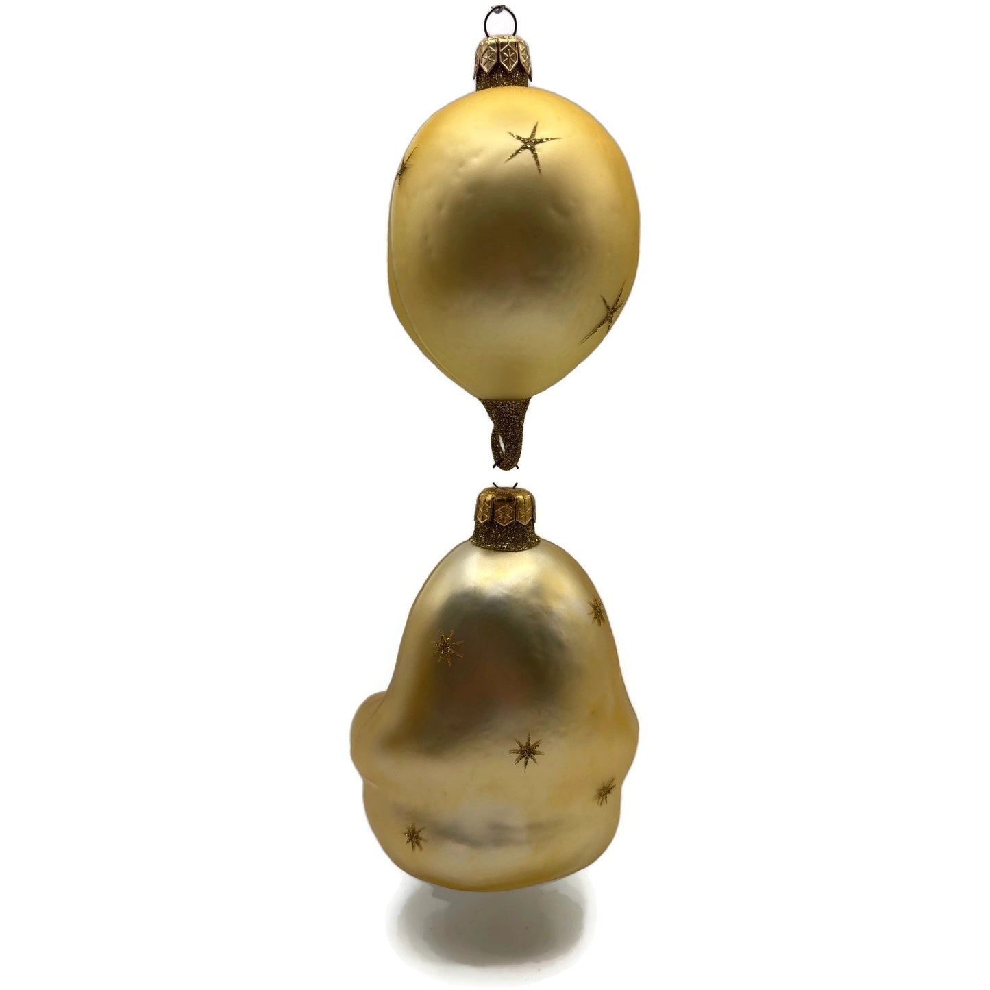 Patricia Breen Checking His List Gold Red Matte Moon Stars Christmas Ornament
