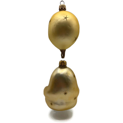 Patricia Breen Checking His List Gold Red Matte Moon Stars Christmas Ornament