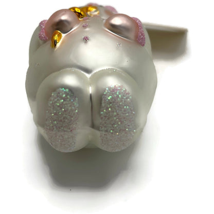 Patricia Breen Snowbaby Pink Gold White Snowman Christmas Tree Ornament