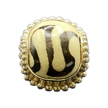 Zebra Jasper Cushion Cut Ring Crystal Sterling Silver Gold Plated Sejan Stamped