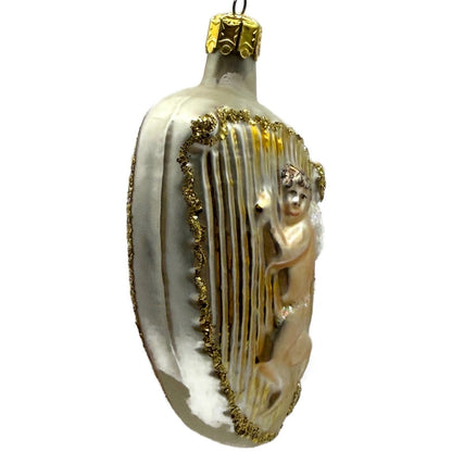 Christopher Radko Angel On Harp Gold Glass Christmas Tree Ornament 90-046-0