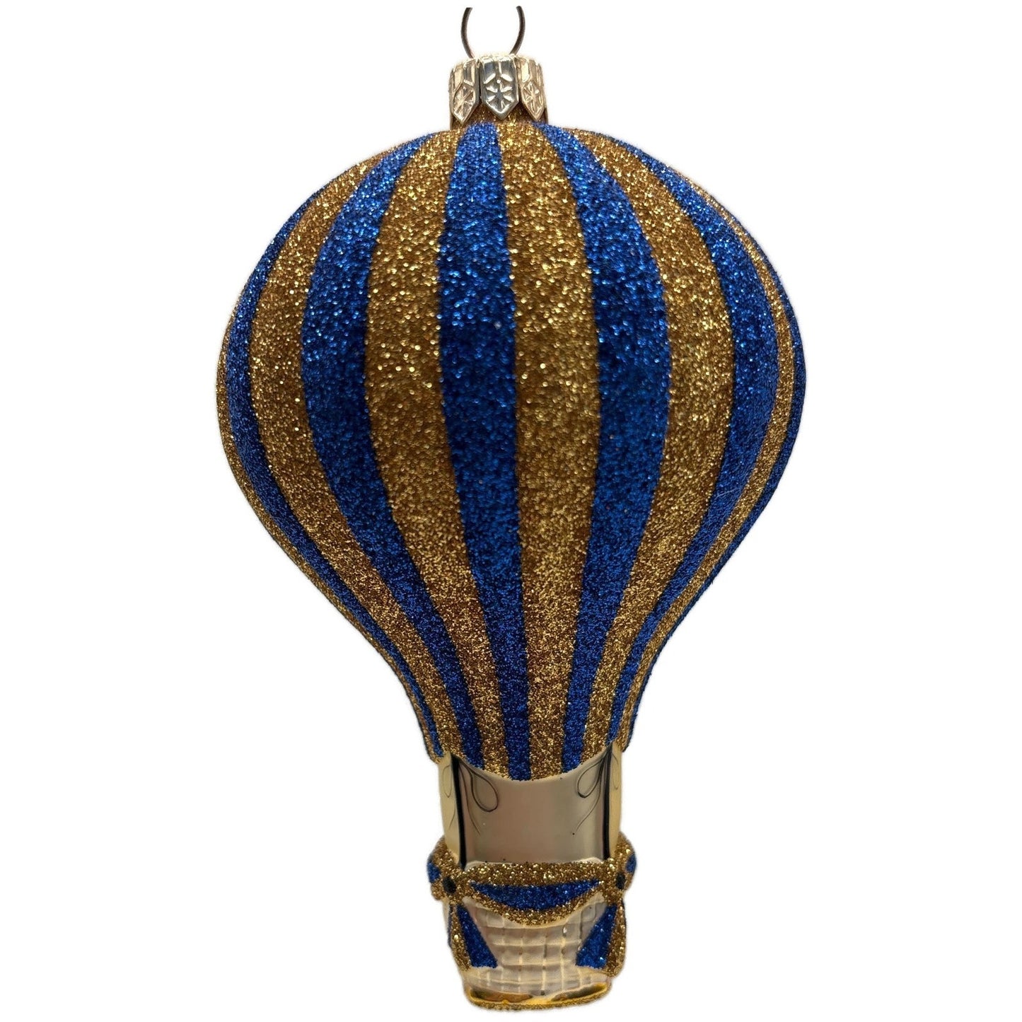Patricia Breen Petite Balon Blue Gold Striped Balloon Christmas Tree Ornament