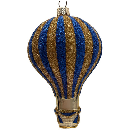 Patricia Breen Petite Balon Blue Gold Striped Balloon Christmas Tree Ornament