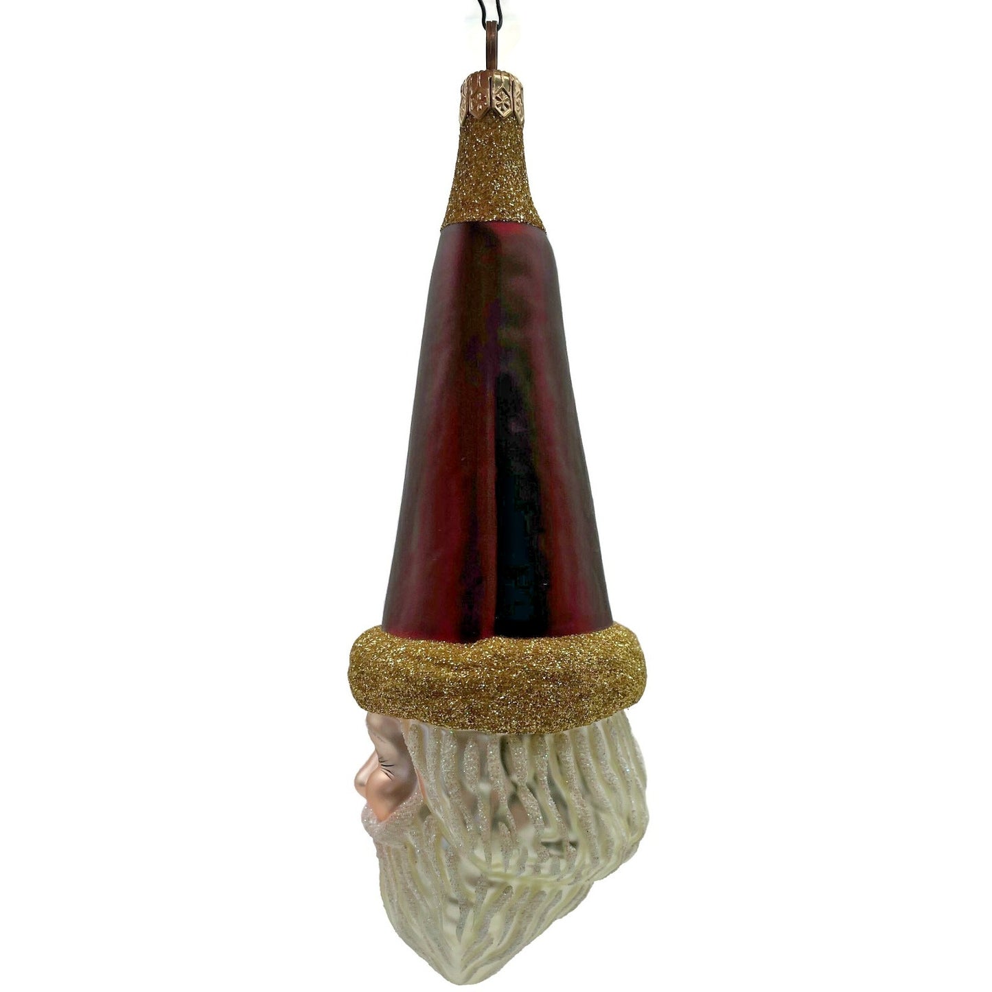 Patricia Breen Wink of His Eye Bordeaux Santa Claus Head Christmas Tree Ornament