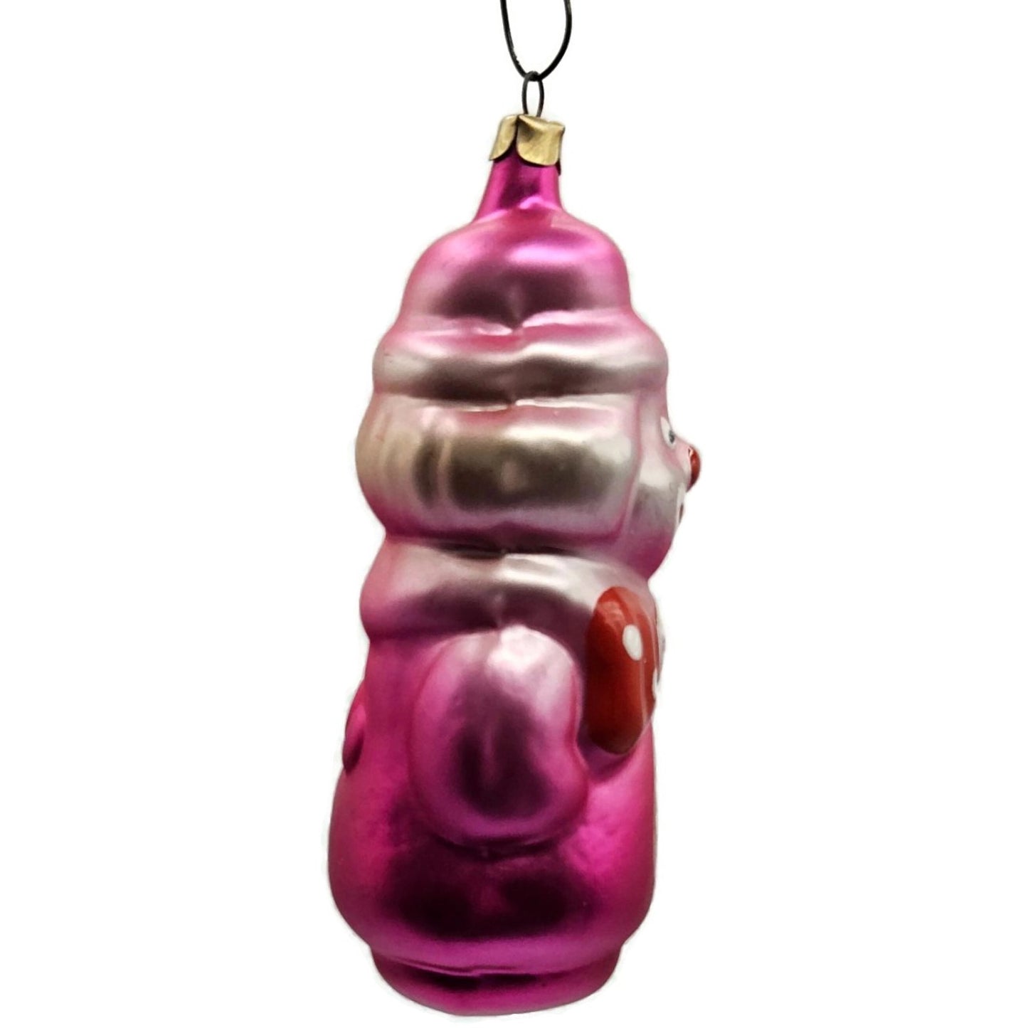 Russian Glass Circus Clown Pink Polka Dot Red Bow Christmas Tree Ornament