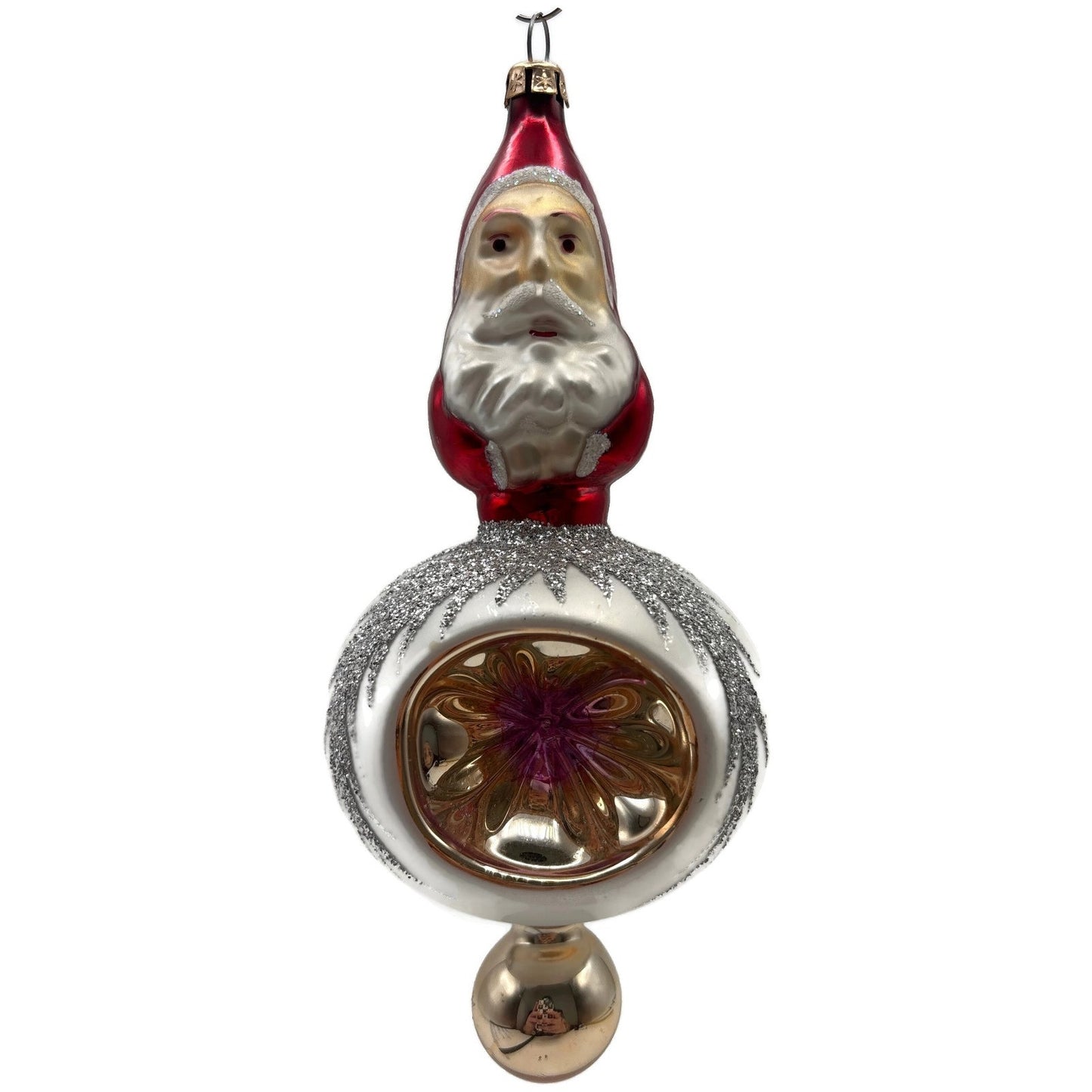 Christopher Radko Two Sided Santa Reflector Christmas Tree Ornament 92-102-0