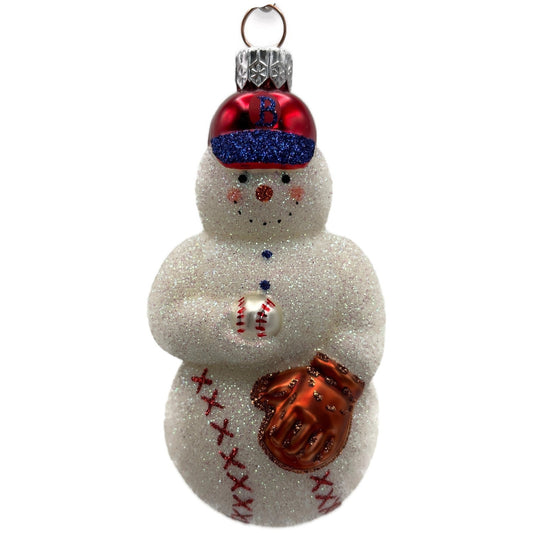 Patricia Breen Miniature Strike B Boston Baseball Snowman Christmas Ornament