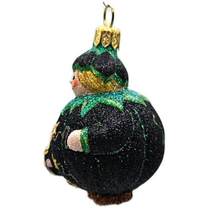 Patricia Breen Trickster Pumpkin Back Black Orange Glass Halloween Ornament 2651
