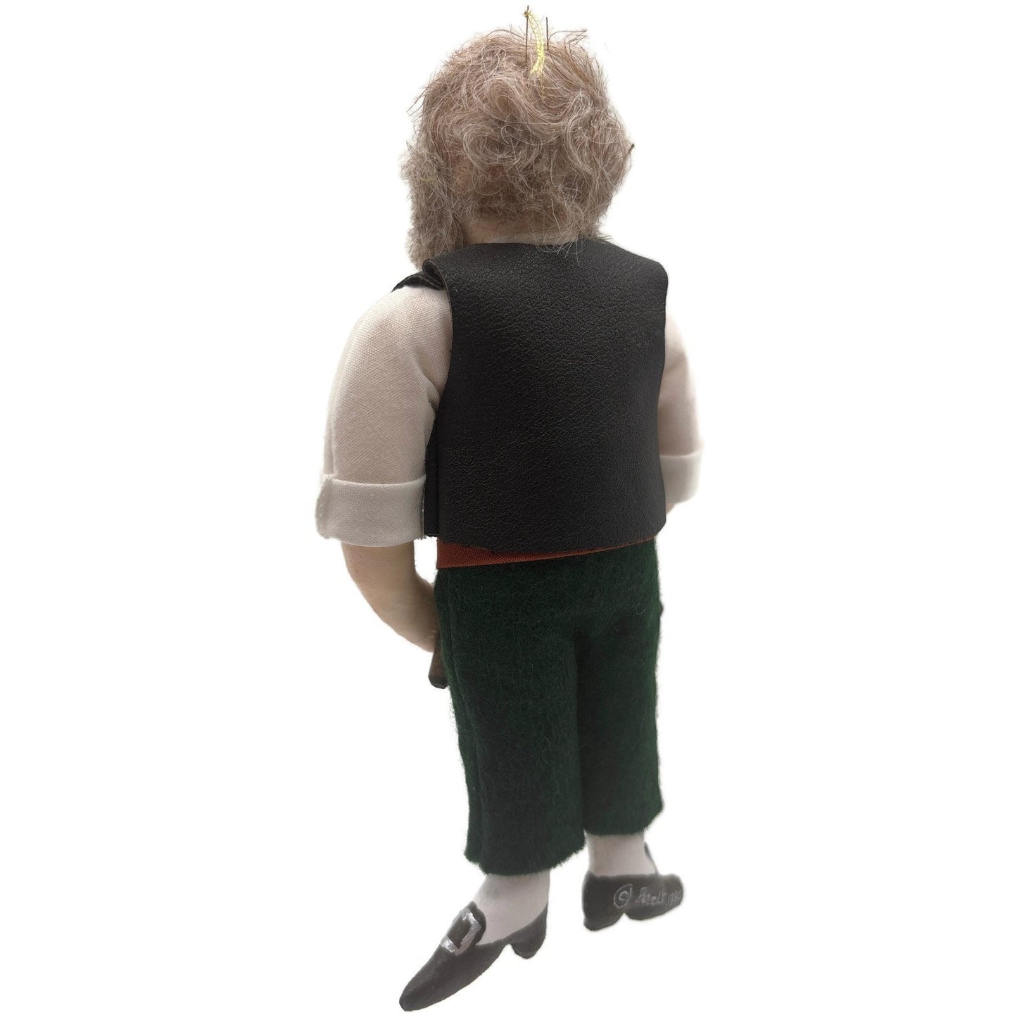 Gladys Boalt Gepetto Pinocchio Black Vest Fabric Christmas Ornament Signed