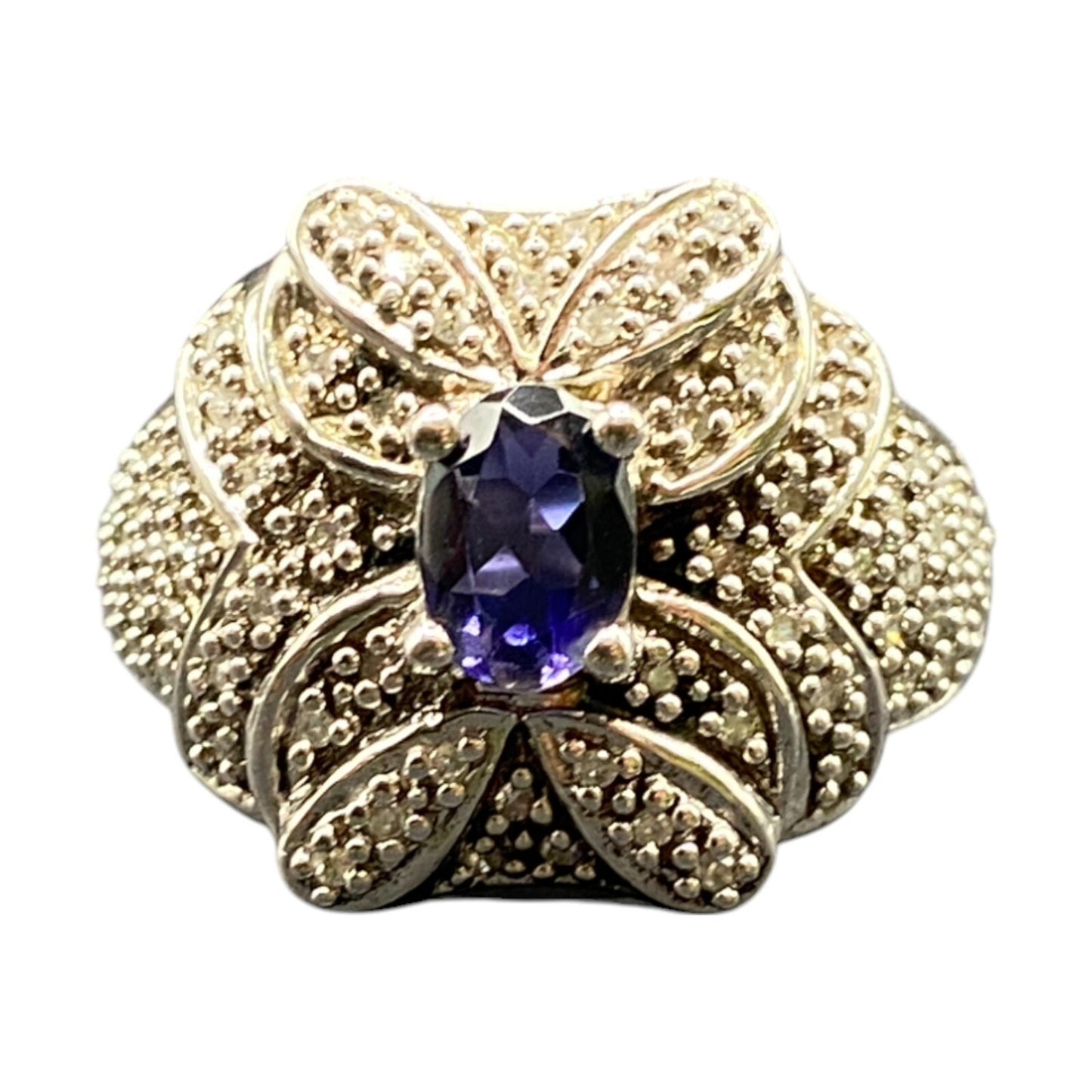 925 Sterling Silver Prong Set Tanzanite Gemstone Ring Made in Thailand Size 8
