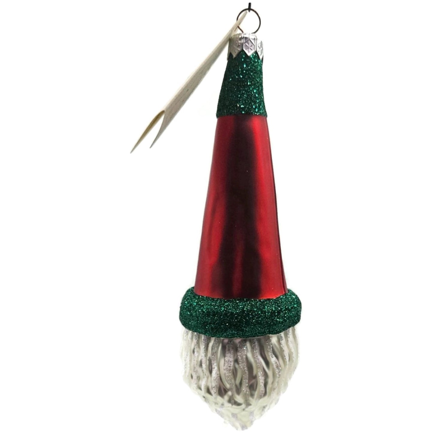 Patricia Breen Wink of His Eye Red Hat Santa Head Green Christmas Tree Ornament