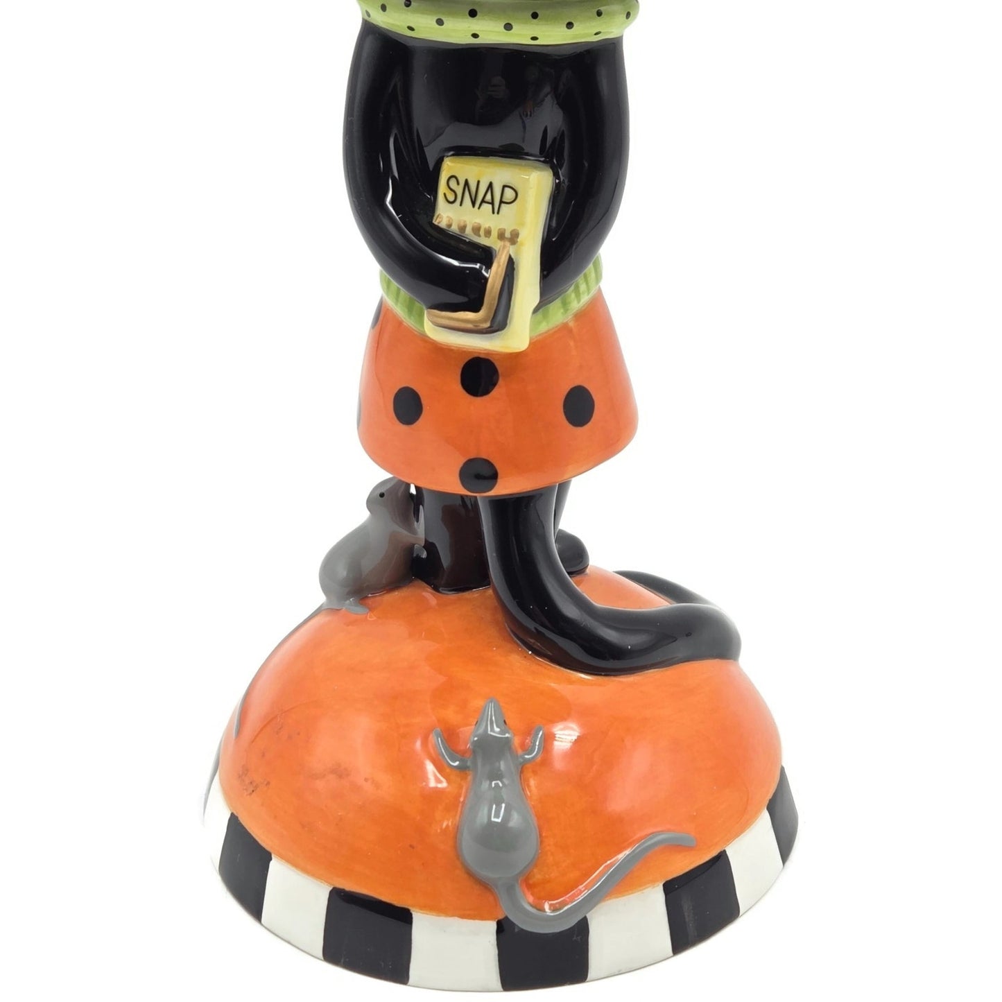 Department 56 Halloween Google Eye Black Cat Goblet Ceramic Candy Dish Party