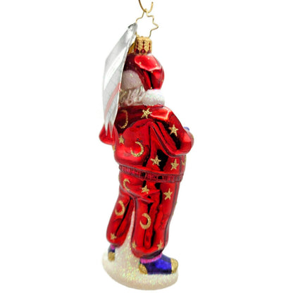 Christopher Radko Bedtime Santa Teddy Bear Stars Moon Christmas Ornament 1016169