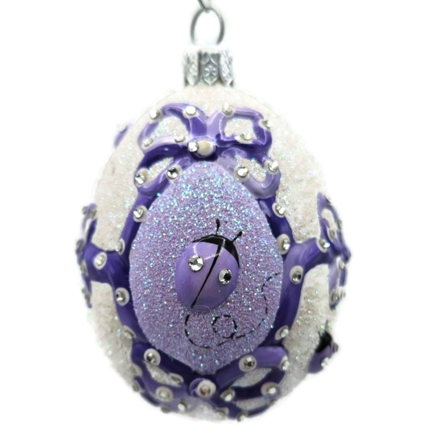 Patricia Breen Beribboned Egg Ladybugs Violet Easter Egg Purple Tree Ornament