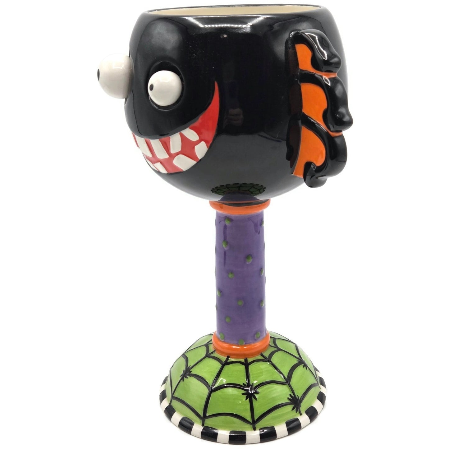 Department 56 Halloween Google Eye Black Spider Web Goblet Spooky Party Drink