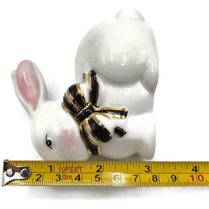 Mackenzie Childs Courtly Check Bunny Egg Hostess Set Easter Spring Black Pink