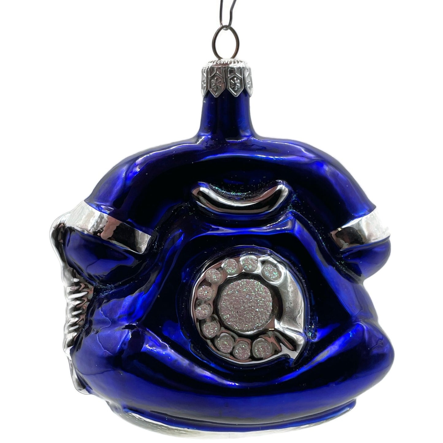 Patricia Breen Fine Phone Cobalt Blue Silver Shiny Christmas Ornament TCS 9439