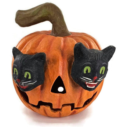 Bethany Lowe Halloween Cat Eyes Jack O Lantern Pumpkin Spooky Folk Art Rare