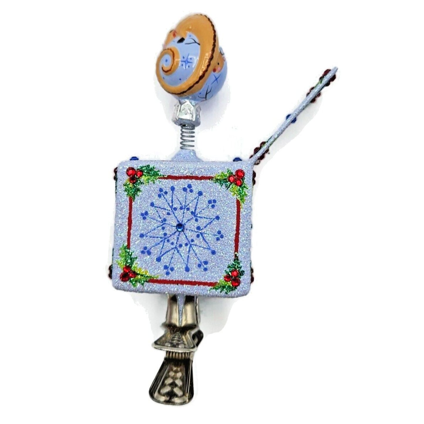 Patricia Breen Pop Goes the Chameleon Reindeer Holly Clip On Christmas Ornament