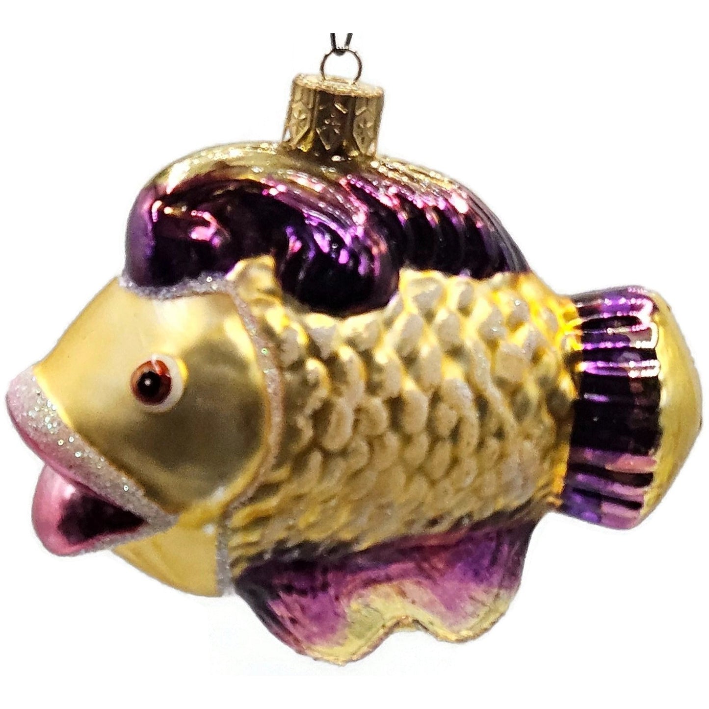 Katherines Creations Gold Fish Pink Lips Glitter Nautical Christmas Ornament